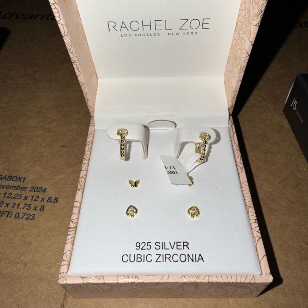 Rachel Zoe Gold and Silver Cubic Zirconia Earrings
